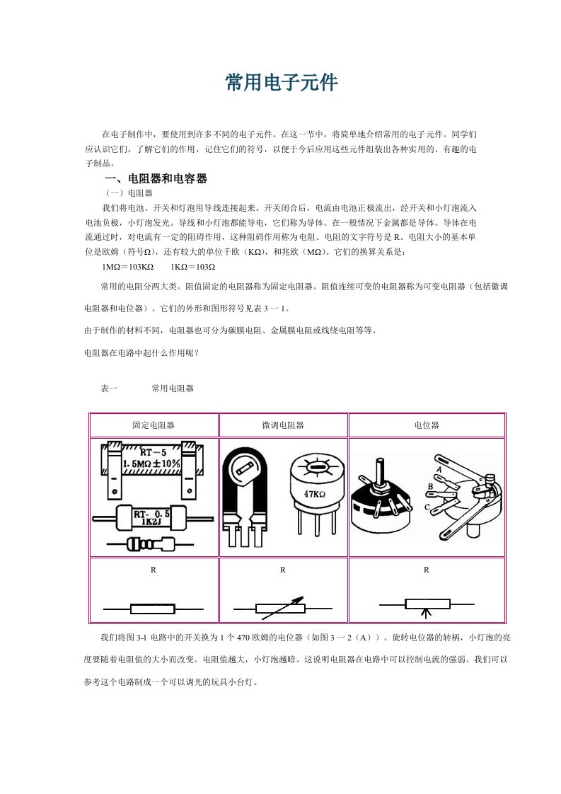 电子行业-资料常用电子元件