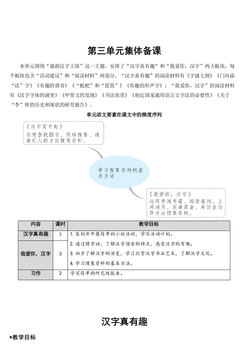 部编版5年年级五年级下册配套教案-汉字真有趣【教案】