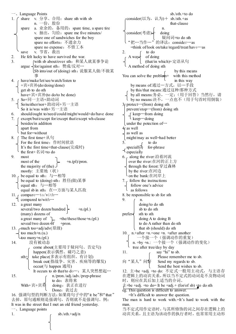 高考英语高三英语高中英语必考点知识清单(超级经典)