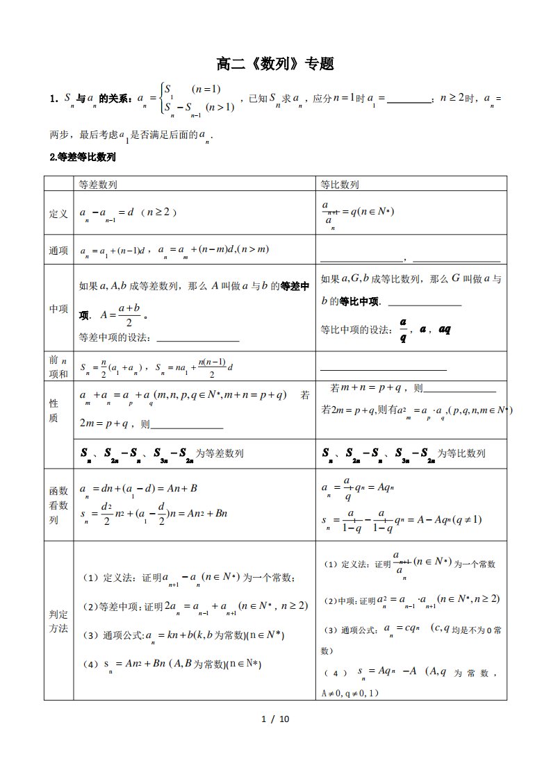 高二数学数列练习题含答案