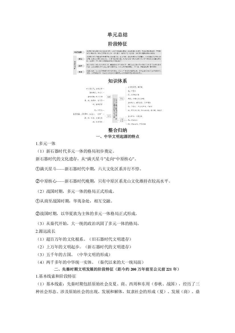 2022版新教材历史人教版必修上册（中外历史纲要）上学案：第一单元