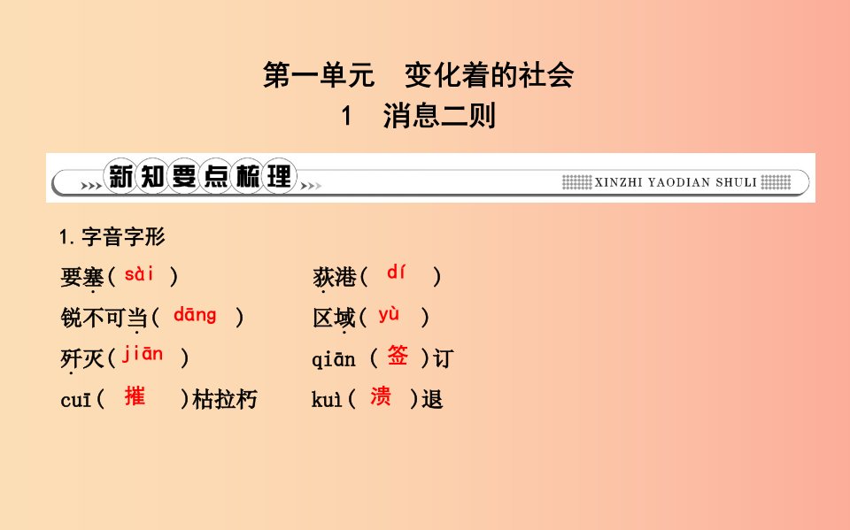 八年级语文上册第一单元1消息二则课件新人教版