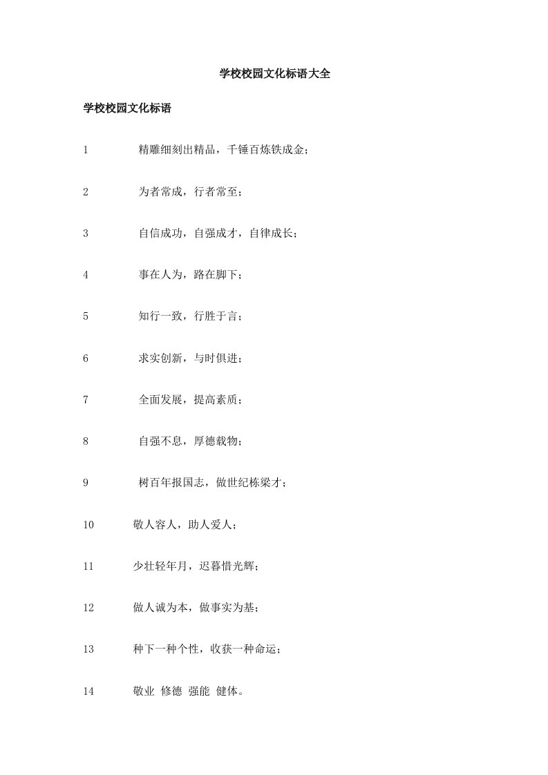 学校校园文化标语大全