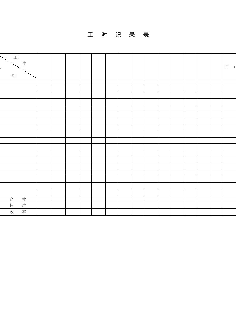 工时记录表（表格模板、DOC格式）