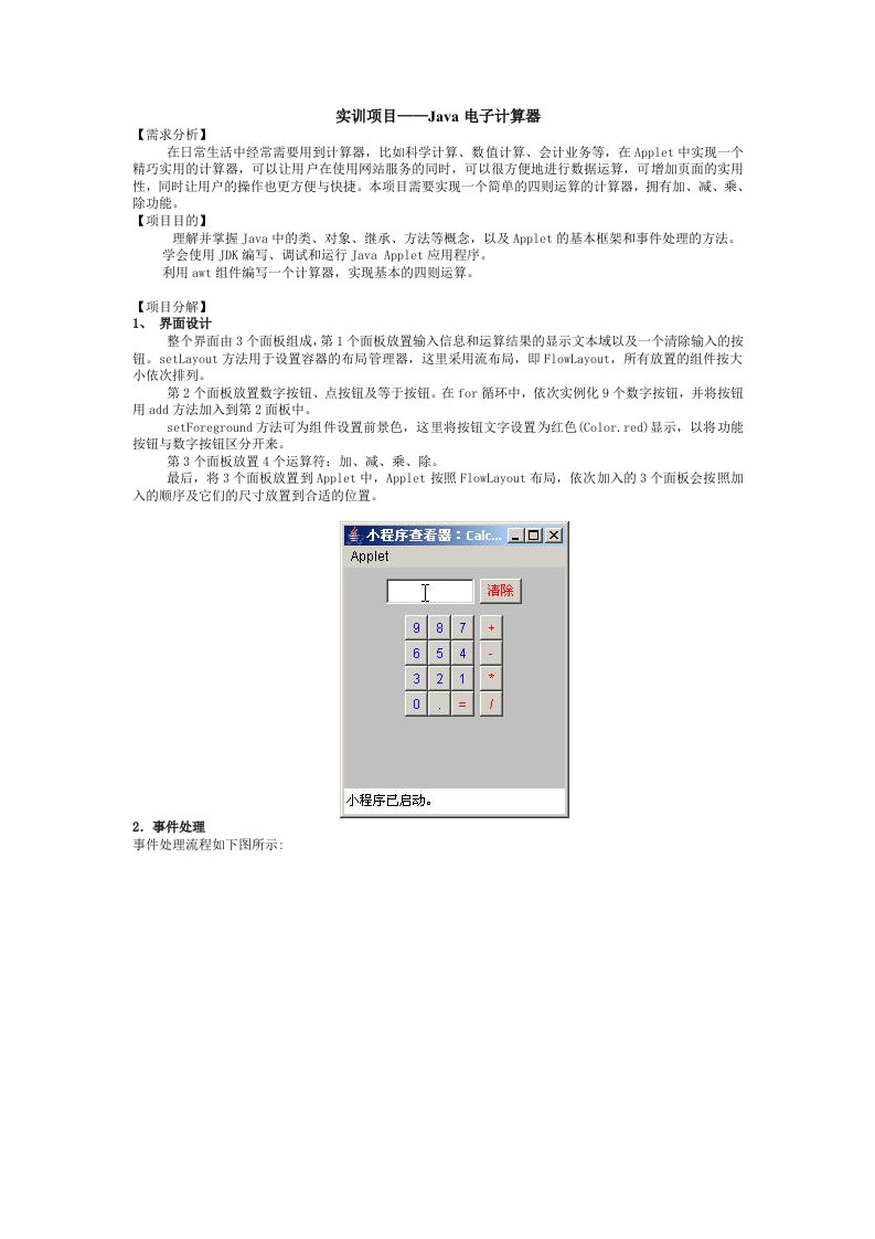 实训项目Java电子计算器