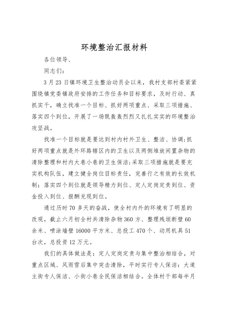 2022环境整治汇报材料