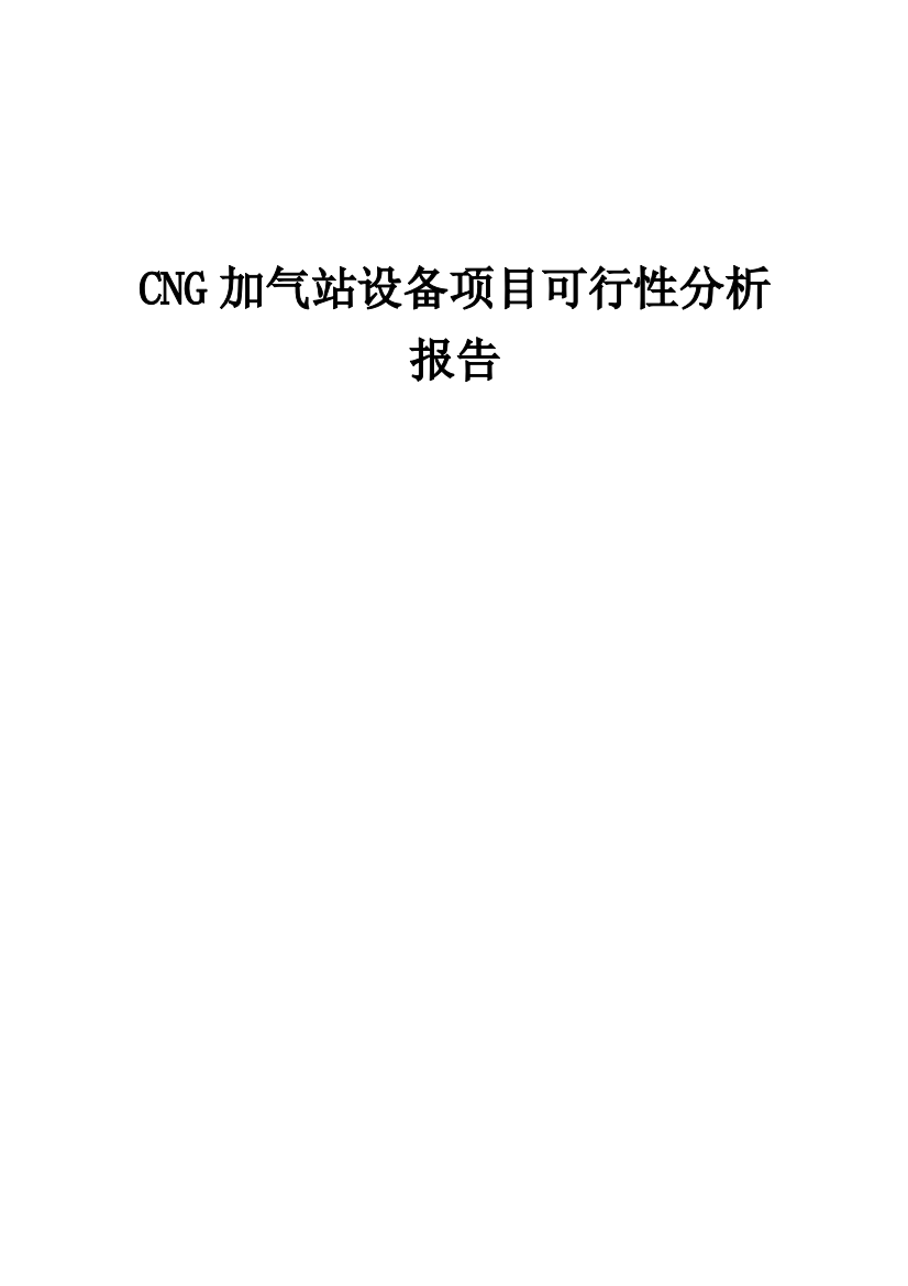 CNG加气站设备项目可行性分析报告