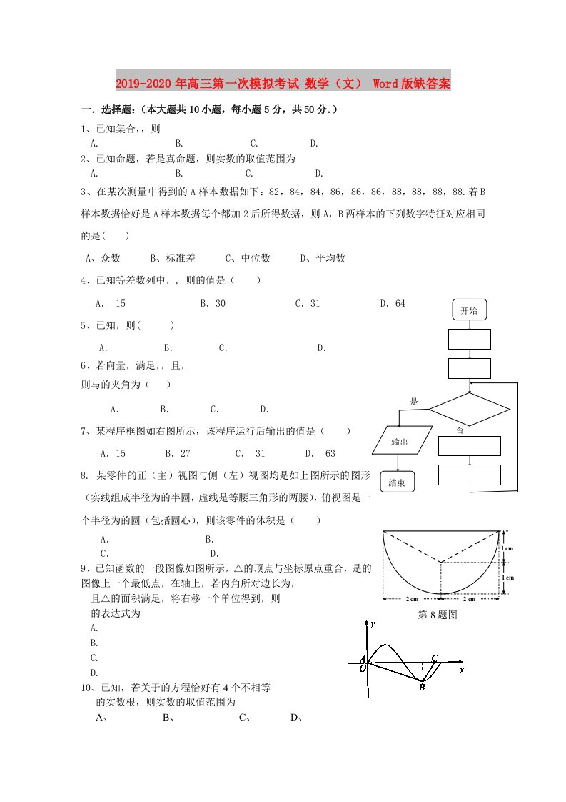 2019-2020年高三第一次模拟考试