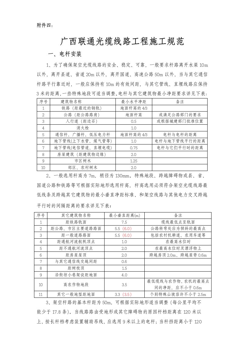 建筑工程管理-广西联通本地传输网工程施工规范