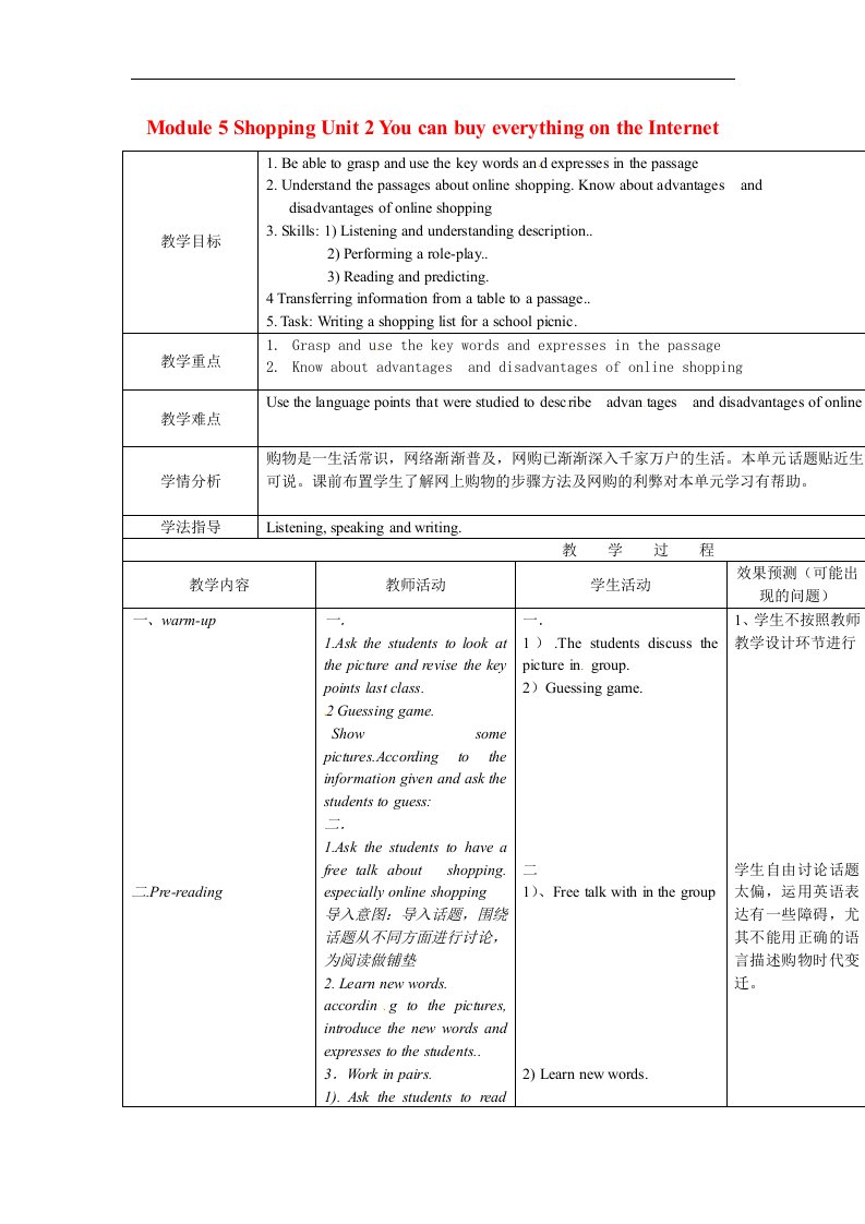 2017外研版英语七年级下册Module