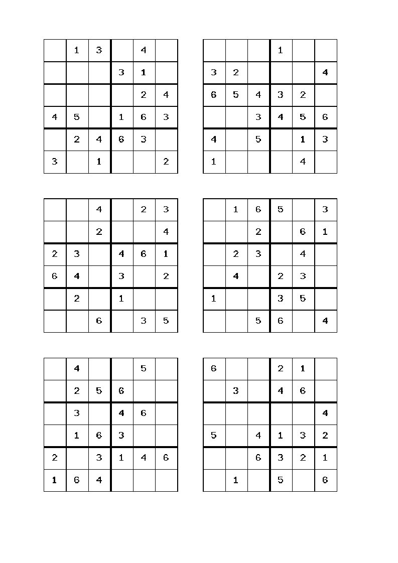 六宫格数独100题