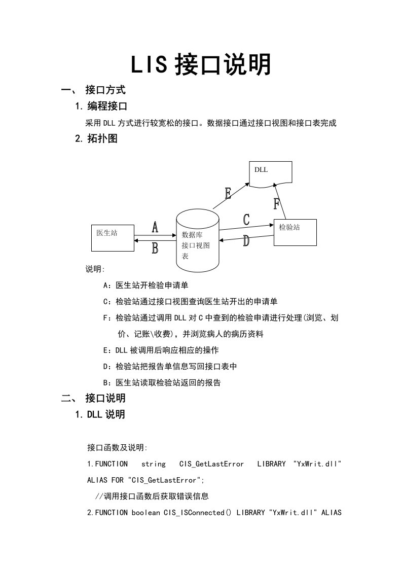 医院LIS系统接口说明