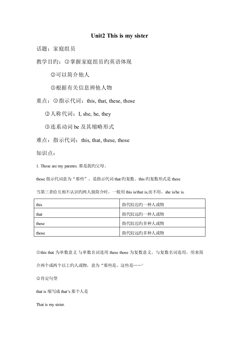 2023年七年级上册英语单元知识点讲解