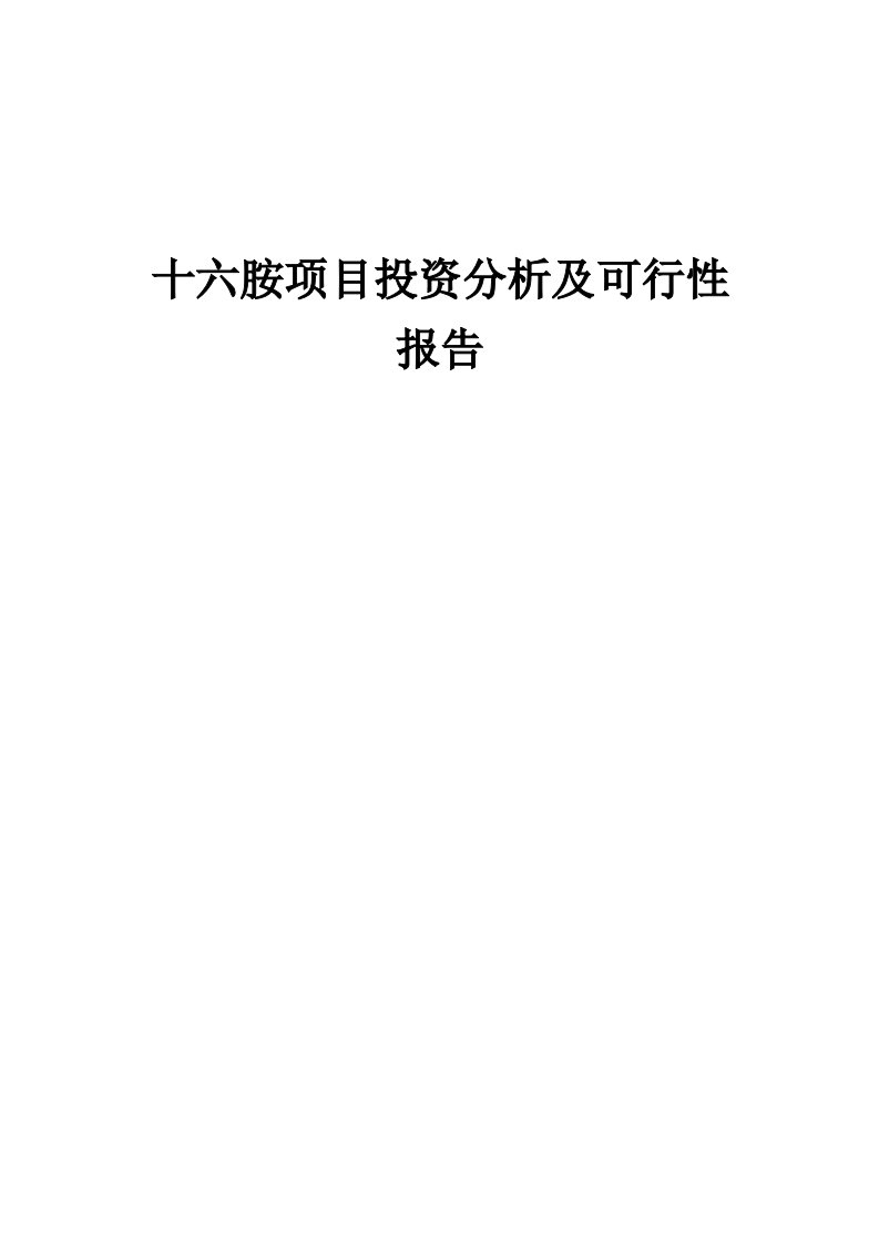 2024年十六胺项目投资分析及可行性报告