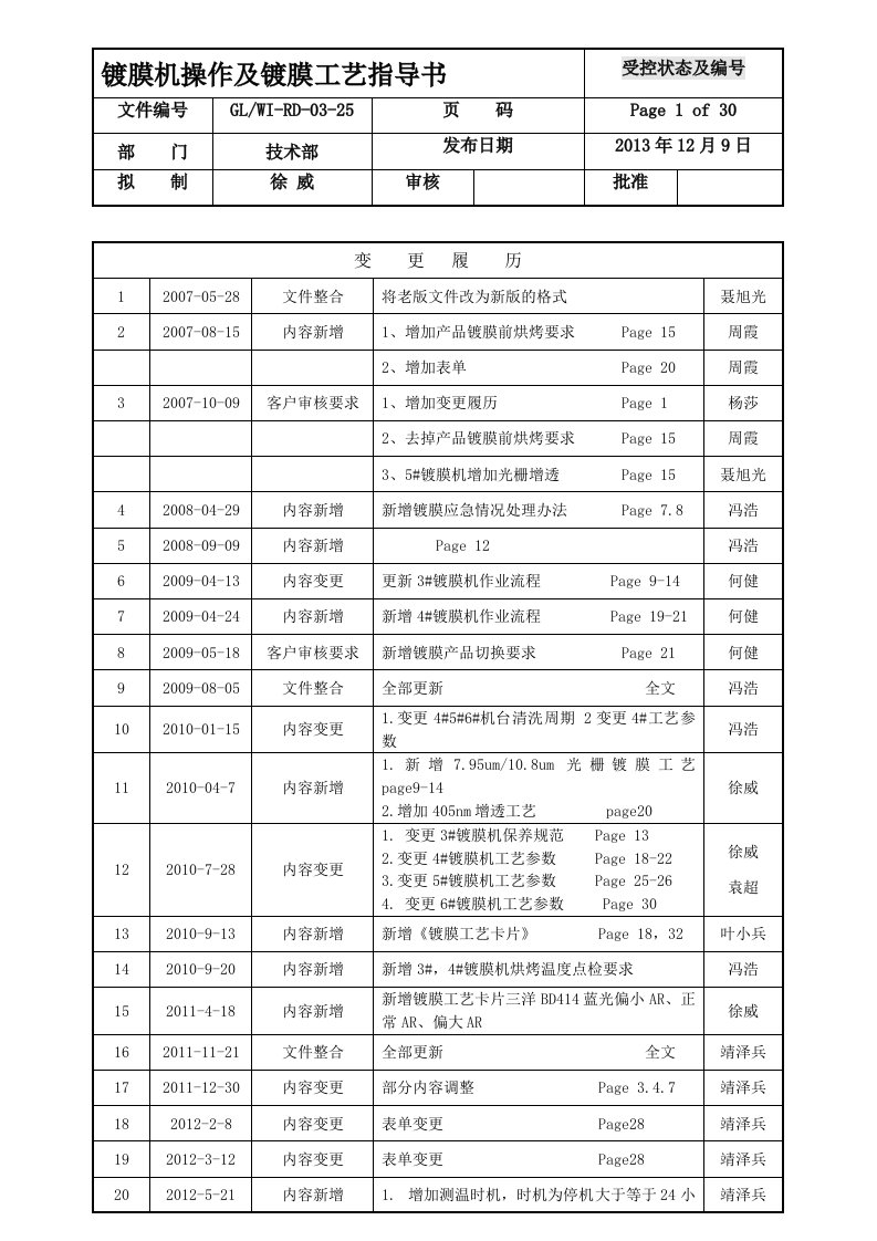 [VIP资料]镀膜机操作及镀膜工艺指导书