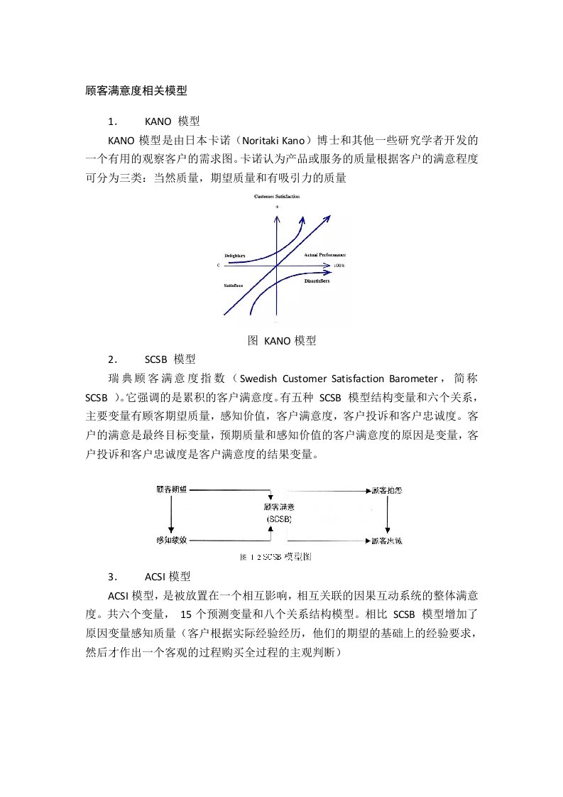 顾客满意相关模型