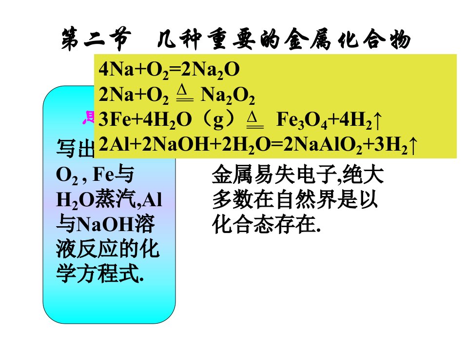 几种重要金属的化合物