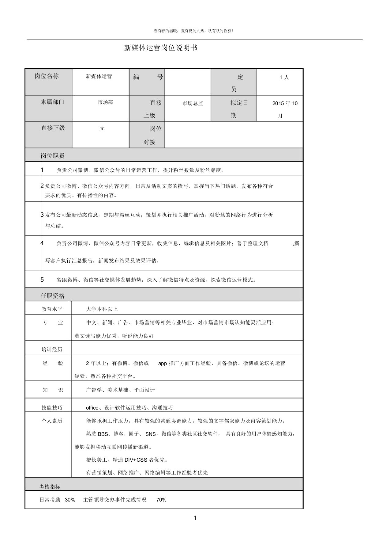 新媒体运营岗位说明书