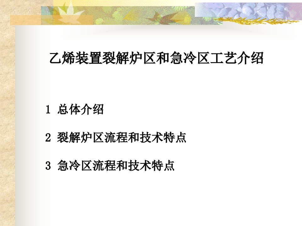 石化公司烯烃部资料：乙烯装置裂解炉区和急冷区工艺介绍