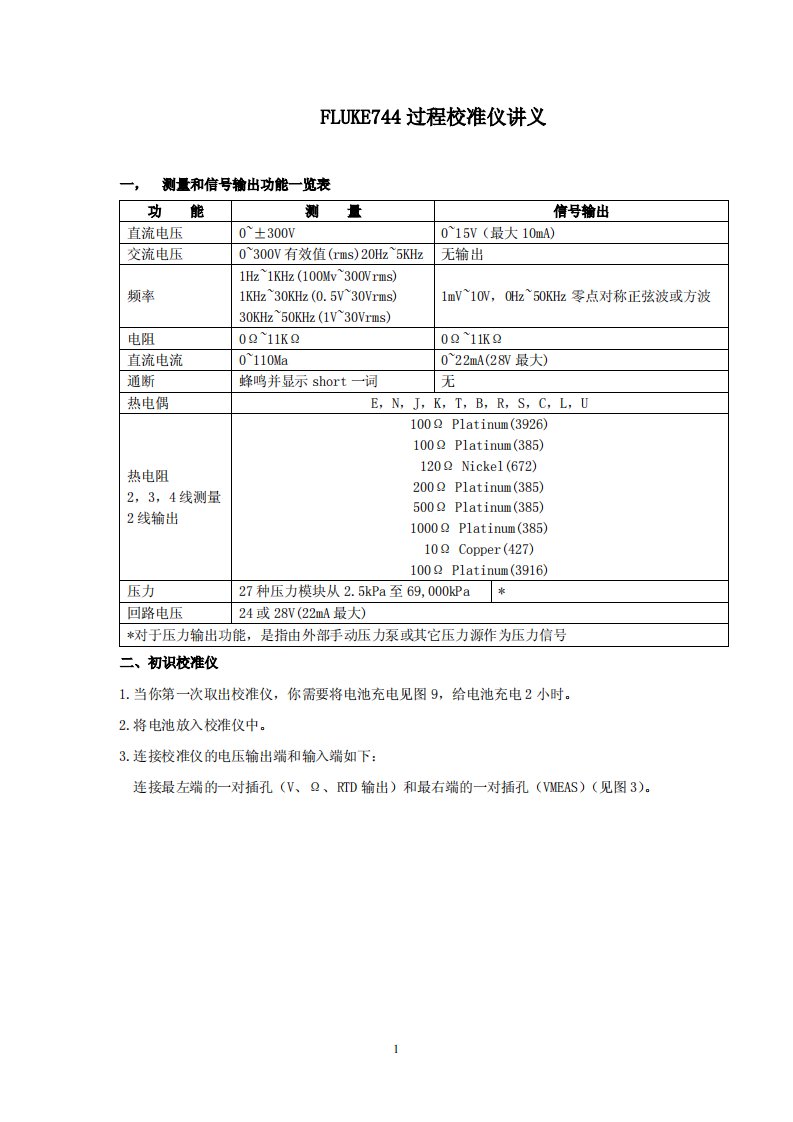 FLUKE744过程校准仪使用说明书