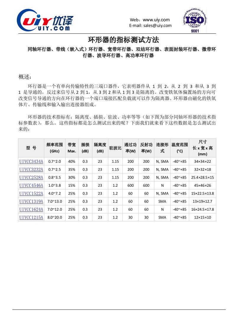 环形器的指标测试方法