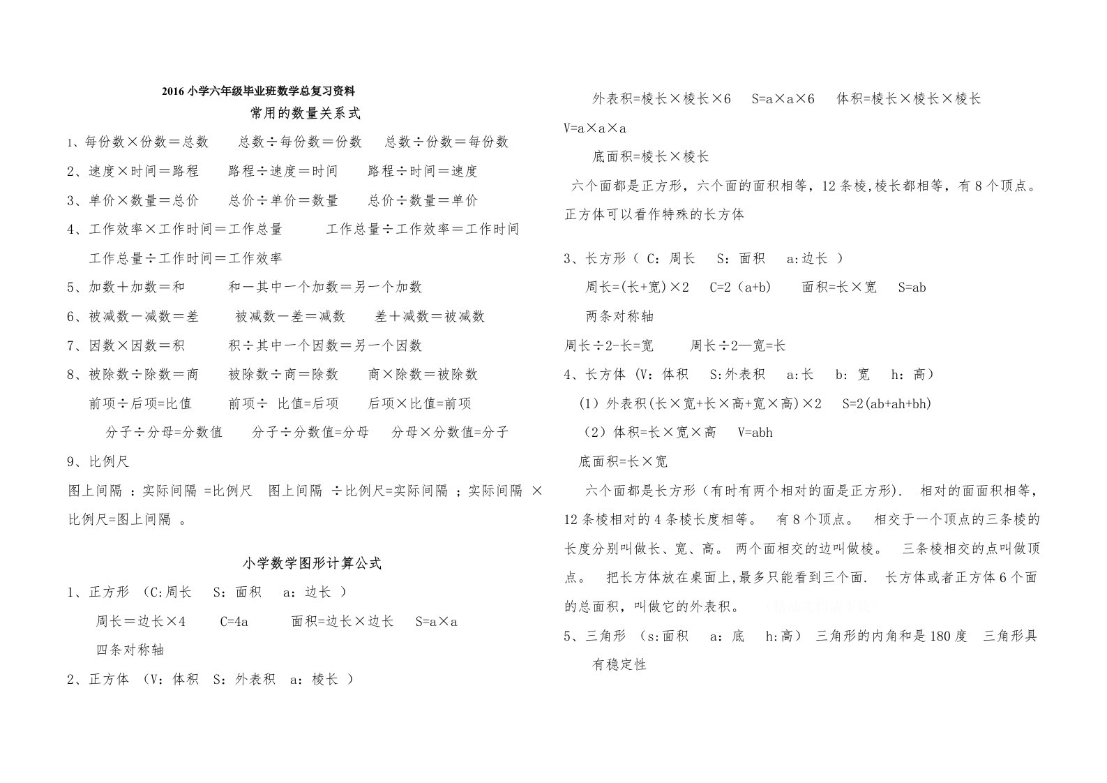 小学六年级数学总复习资料者克祥