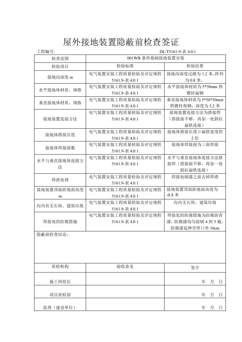 条形基础接地装置安装