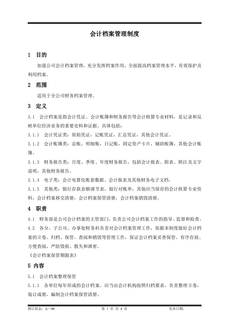 某集团股份公司会计档案管理制度