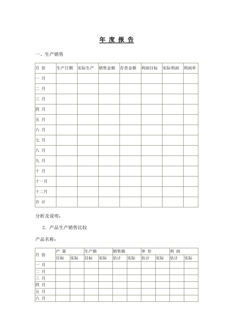 精选年度报告表格1