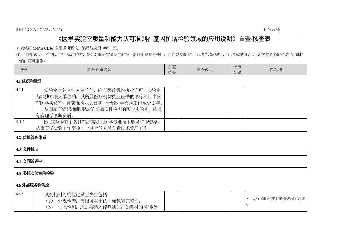 ISO15189PCR实验室自查评审核查表(PCR)