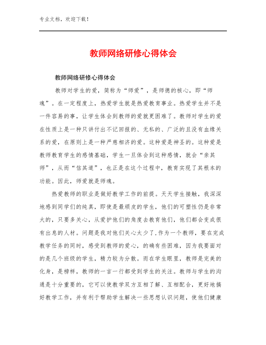 2024年教师网络研修心得体会例文10篇合集