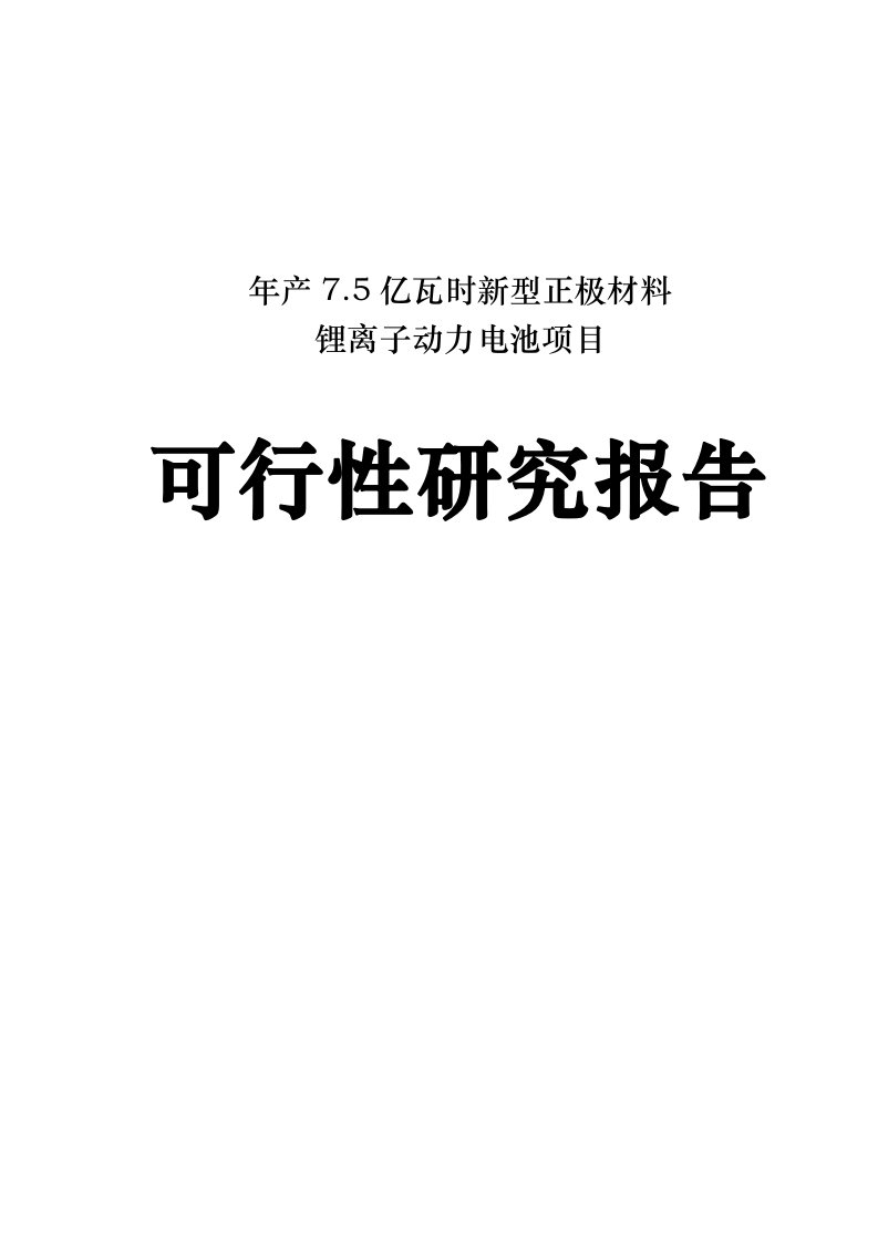 某新型正极材料锂离子动力电池项目可行性研究报告