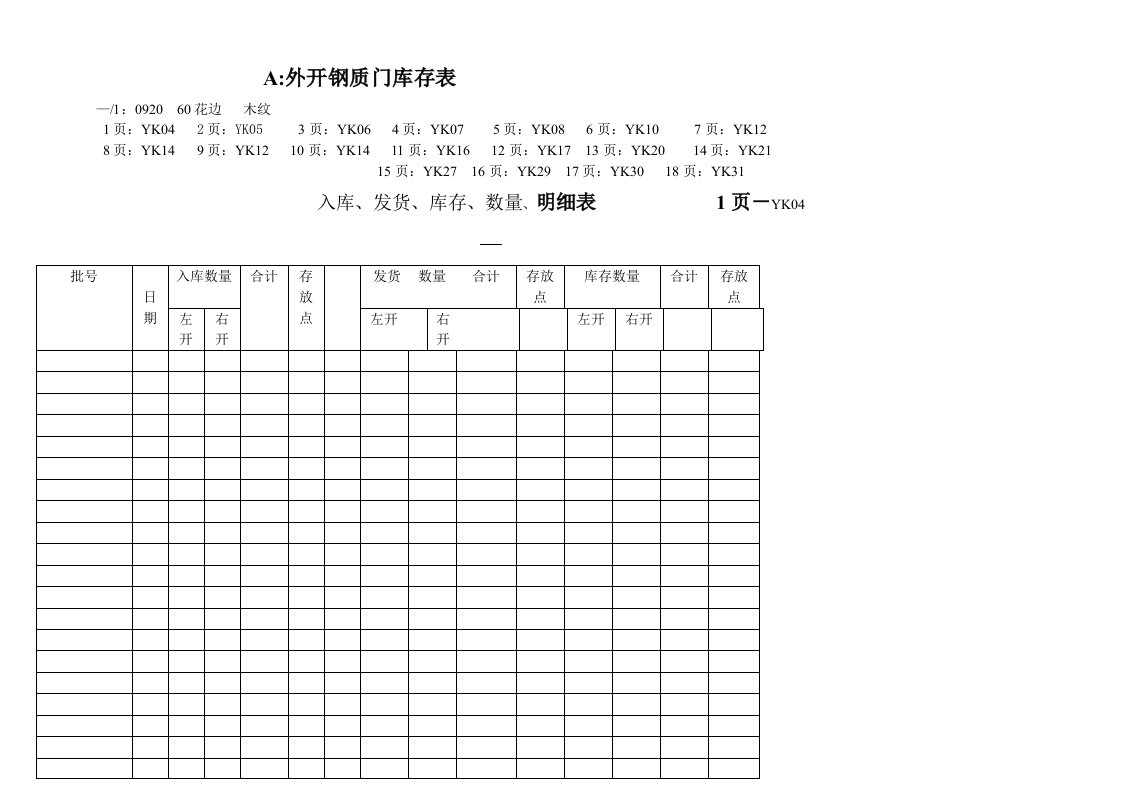 精选成品库存表