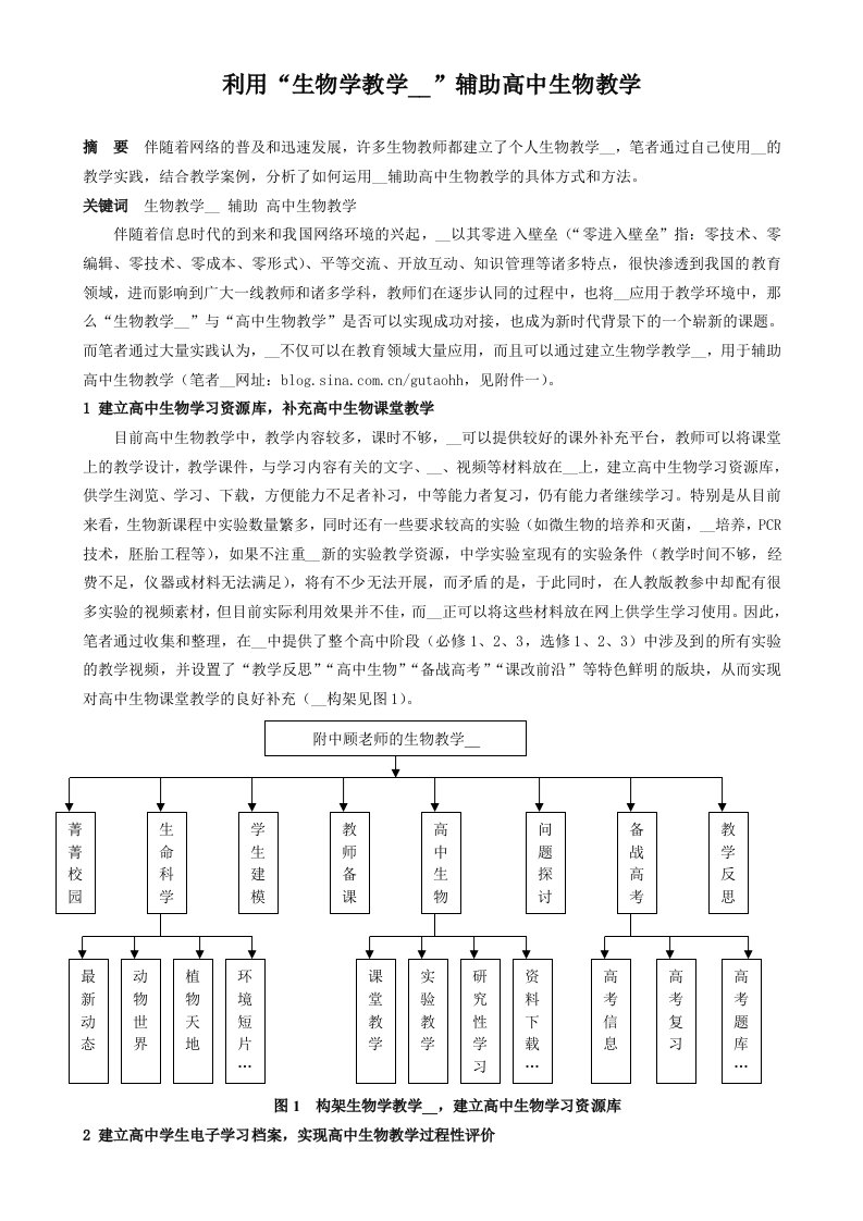 利用“生物学教学博客”辅助高中生物教学