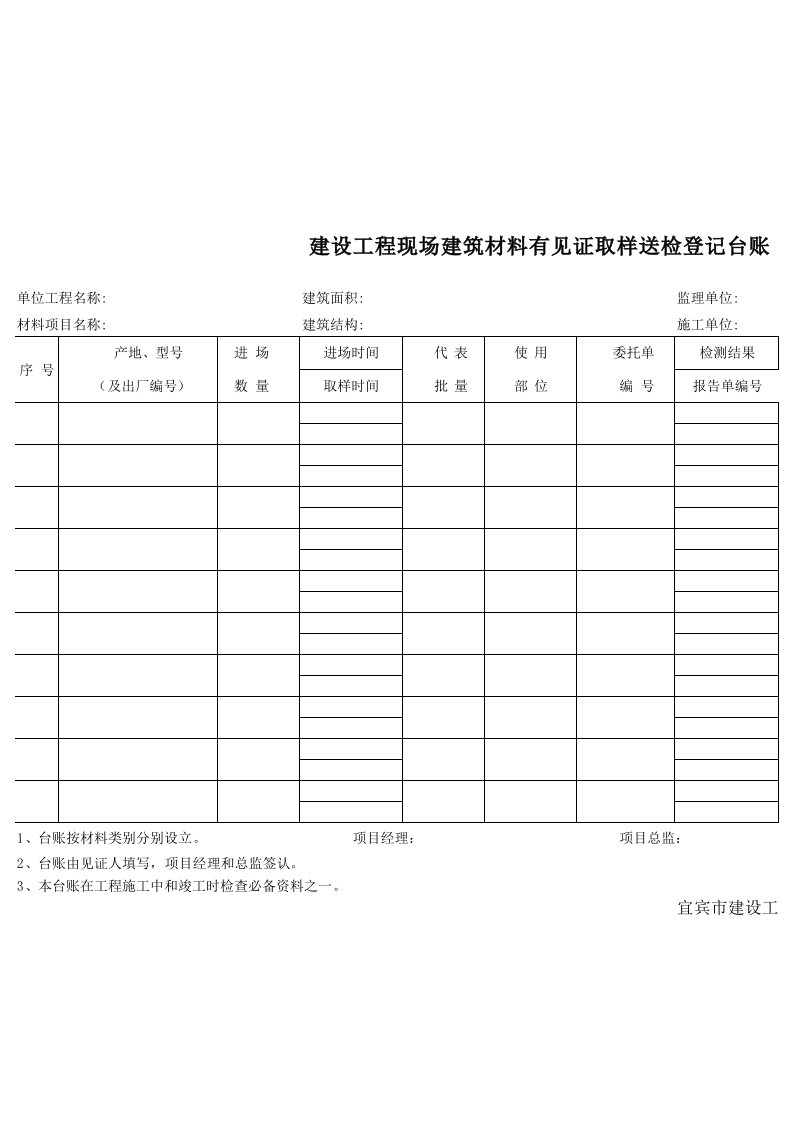 建设工程现场建筑材料有见证取样送检登记台账.xls