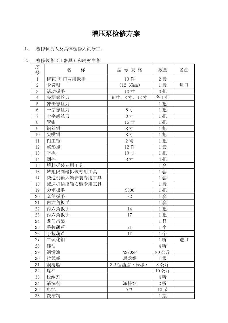 增压泵检修方案