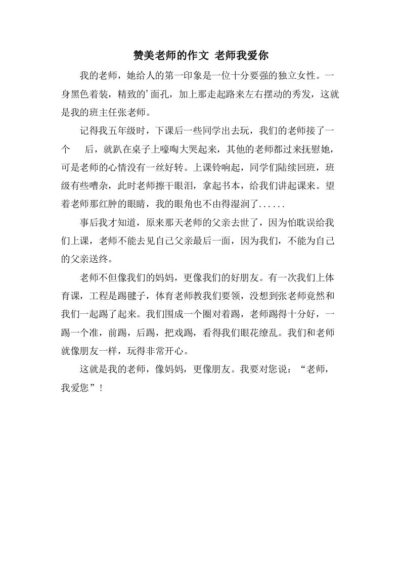 赞美老师的作文