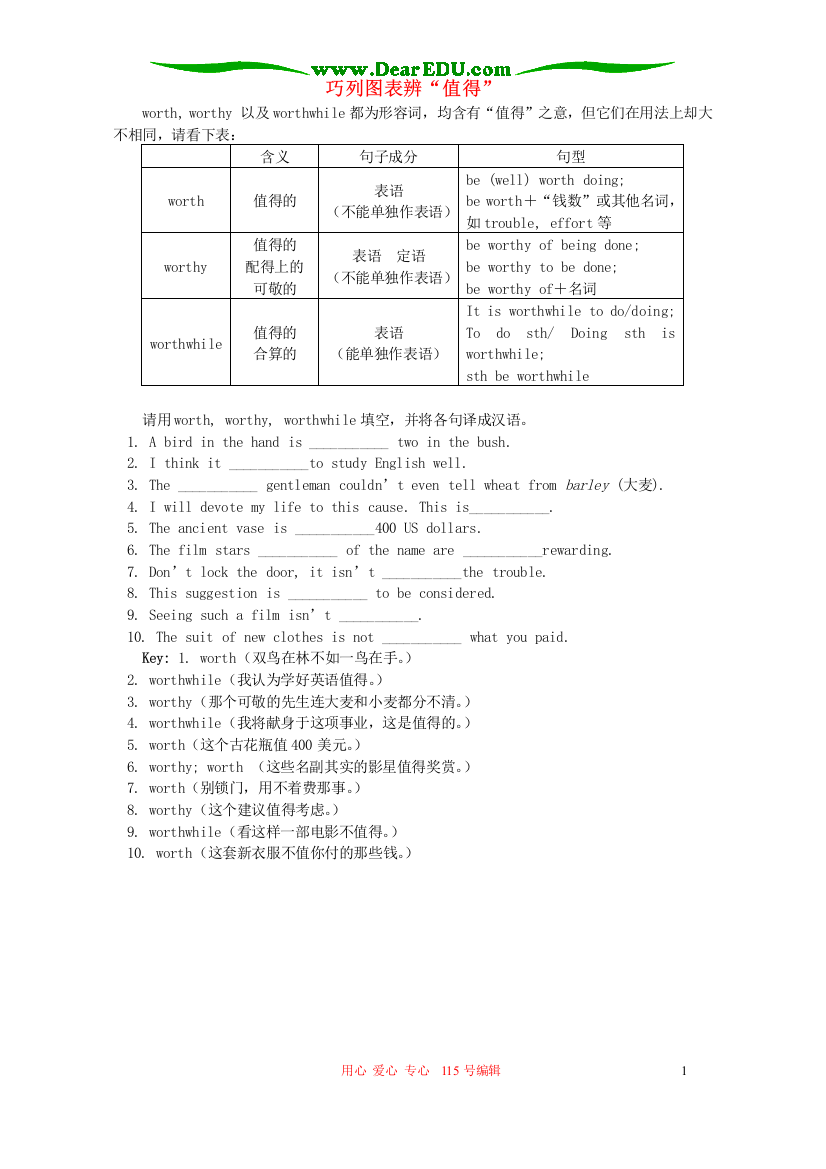 巧列图表辨“值得”专题辅导