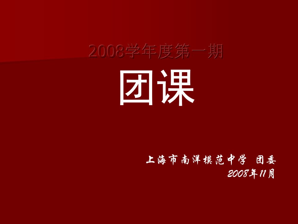 上海市南洋模范中学团委2008年11月