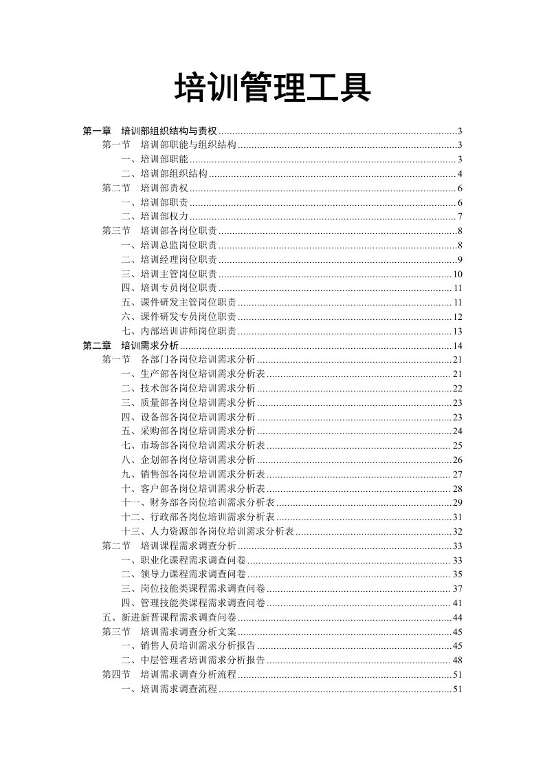 培训部规范化管理工具箱