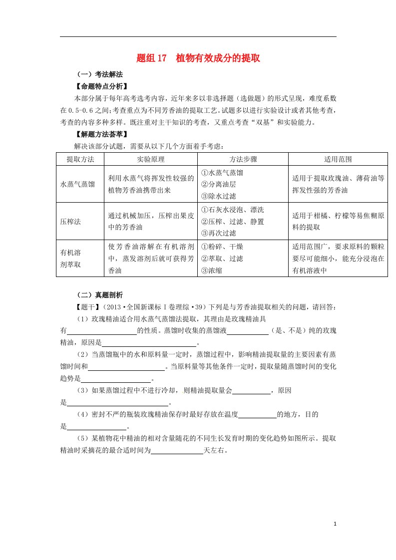 高考圈题（新课标I卷）高考生物总复习