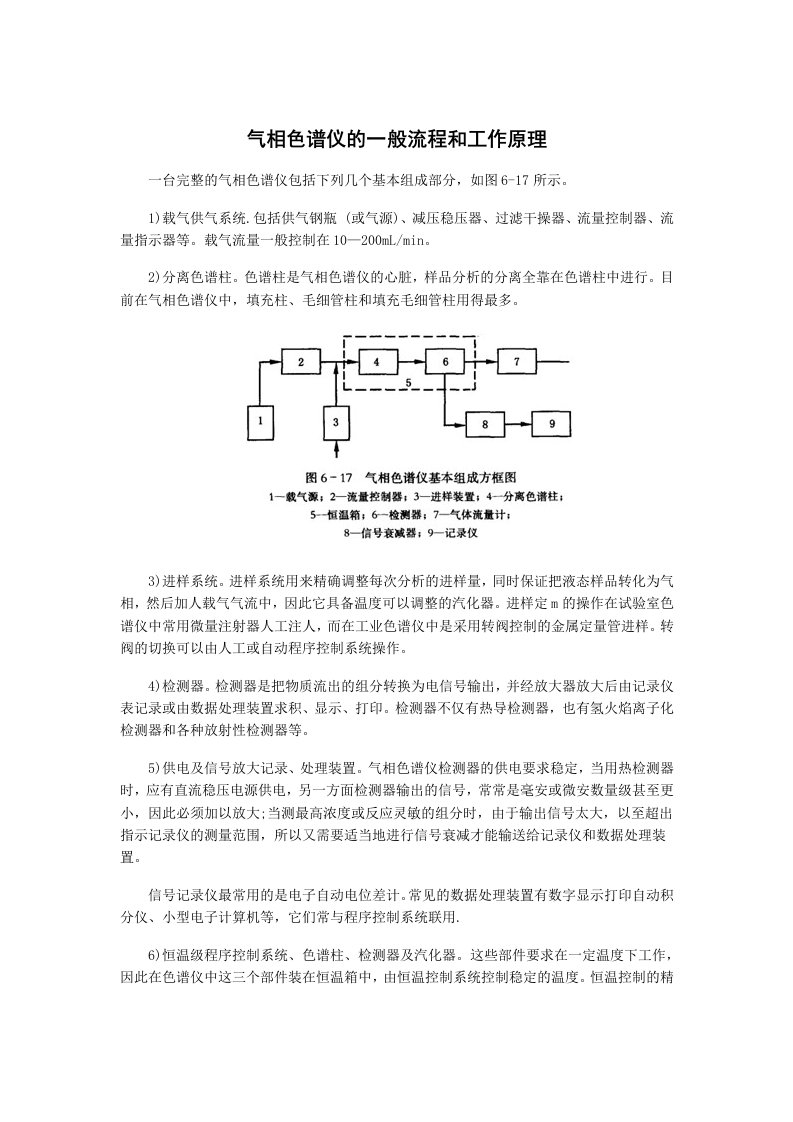 气相色谱仪的一般流程和工作原理