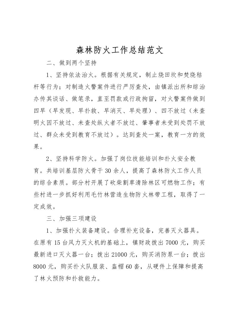 2022森林防火工作总结范文