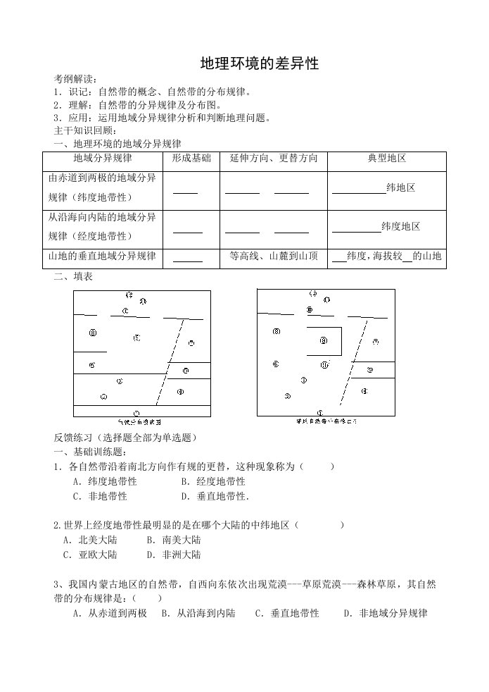 地理环境的差异性学案