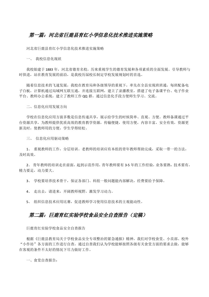 河北省巨鹿县育红小学信息化技术推进实施策略[修改版]