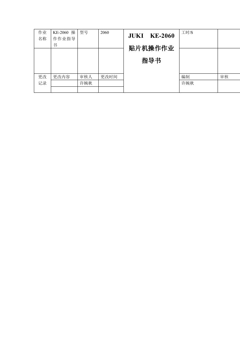 JUKIKE-2060贴片机操作作业指导书