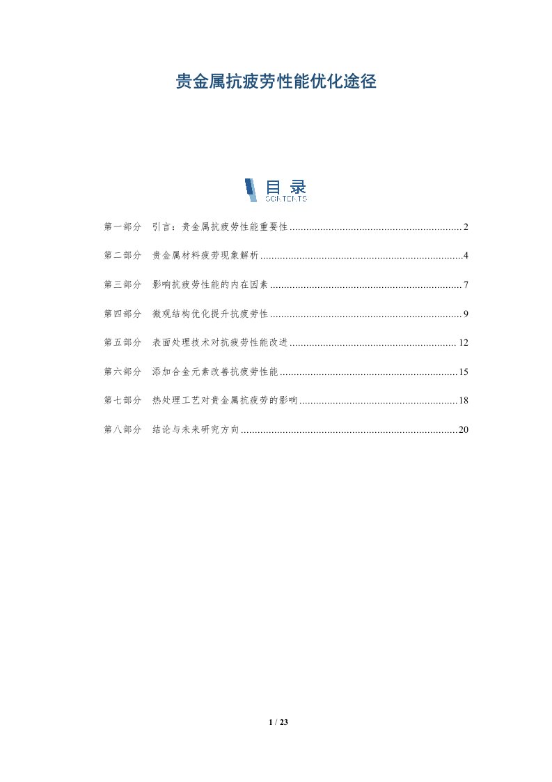 贵金属抗疲劳性能优化途径