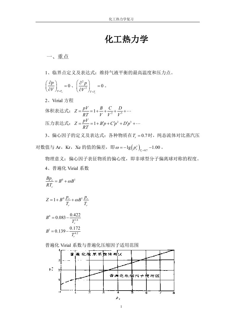 化工热力学考试重点终极版整理