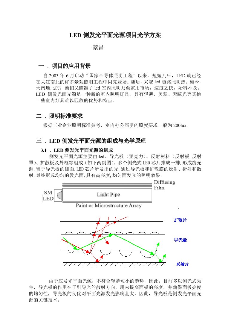 面光源项目光学方案