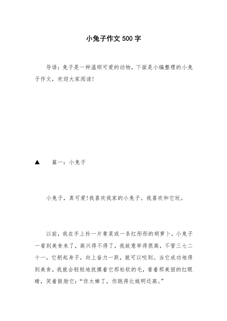 小兔子作文500字